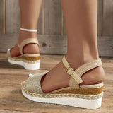 Canvas Wedge Sandals for Women Summer 2023 Casual Espadrilles Platform Sandles Woman Thick Sole Non Slip Gladiator