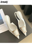 High Heel Shoes Women Slingback Sandals Female Pointed Toe Elegant Pumps For Party Shoes Brand Buckle Slip On Mule