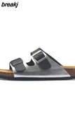 2023 New Summer Women Beach Cork Slippers Casual Double Buckle Clogs Slides Non-slip Outside