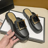 Outside Women's Slippers and Ladies Sandals Low Heel Summer 2023 Mules Slides Soft Job White I on Promotion F H Sandal B