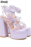 Chunky High Heels Women Sandals 2023 Hot Fashion European Style Sexy Rhinestone Sandals Strappy Women Shoes Party