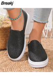 New Fashion Spring and Autumn Women's Flat Shoes Sequin Color Matching Casual Large Round Toe Vulcanized Shoes
