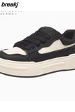 Size 35-40 Women Sneakers Real Leather Casual White Platform Shoes For Women Heels Pumps Walking Girls Student