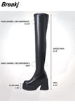 Chunky Heeled Women Motorcycle Boots 2023 Winter Fashion Comfy Stretch Boots Great Quality Over The Knee-high