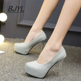 Summer High Heels Women's Super High Heels Sequined Women's Shoes Sexy Round Toe Single Shoes Women's Large Size