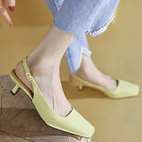 Sqaure Toe Slingback Shoes for Women 2022 Elegant Pu Leather Orange Pumps Woman Back Strap High Heels Sandals