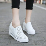 Shoes Women Fashion Platform Shoes Women White Mesh Breathable Sneakers Women Black Heightening Shoes