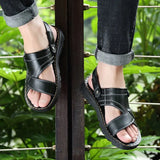 Non-Slip Sandals Cow Leather Men's Soft Bottom Wear-Resistant Slippers Dual-Purpose Breathable