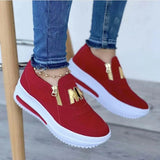 Women Sports Shoes Side Zipper Platform Sneakers Pu Leather Fashion Lady Footwear M Vulcanized Comfot Tennis Female