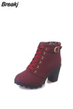 Size 35-43 Winter Casual Women Pumps Warm Ankle Boots Waterproof High Heels Snow 2023 Shoes Botas Patent Botas