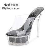 Slippers Women Shoes Super High Heels Plus Size Catwalk Transparent Sandals Women Pole Dance Platform Wedding