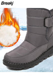 cross border new snow boots women's winter cloth casual cotton shoes middle tube artificial wool Plush thickened snow