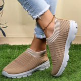 Stripe Knitted Socks Sneakers Women 2023 Spring Summer Slip on Flats Shoes Woman Plus Size Breathable Mesh Running