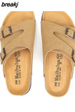 New Summer Men Cork Slipper Non-slip Casual Beach Women Outside Slide