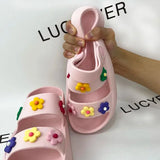 Flowers Summer Platform Sandals Women 2023 Open Toe Soft Sole Cloud Slippers Woman Non Slip Thick Sole Beach