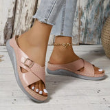Breakj Summer New Wedge Sandal Cross Strap Beach Sandal Women's Plus Size Women's Shoes