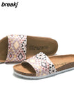 Summer Print Cork Slipper New Fashion Women Casual Beach Slip on Outside Non-slip Slides