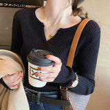 V-Neck Sweater Pullover Women Autumn winter Casual long Sleeve Sweater For women Female Chic Jumpers