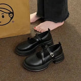Womens Derby Shoes Autumn Female Footwear Clogs Platform Leather Fall Dress New Creepers Retro Basic Mary Janes Rubber PU Hoof