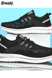 Men Sneakers Summer Mesh Breathable Casual Walking Shoes Solid Color Lace-Up Flat Comfort Walking Running Shoes Tennis