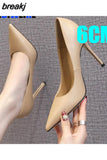 6CM 8CM Fashion New Thin High Heels Shiny Satin Pointed Toe Shallow Mouth Plus Size Wedding Shoes for