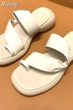 Ladies' Slippers Cover Toe Platform Luxury Slides Mules for Women 2023 Med Pantofle Designer New Flat PU Patent