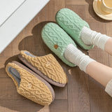Plush Warm Home Cotton Slippers Women Cute Cartoon Bear Winter Slippers for Couples Flat Heels Non Slip Indoor House