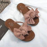 New Summer Fashion Elegant Women Slippers Flip Flops Bow Outdoor Sports Beach Comfortable Solid Color Sandals Women