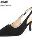 6CM Large Size 44-45 Women Shoes Baotou Sandals Pumps New Summer Pointed Suede High-heeled Thin Heel Bridal Wedding