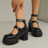 Chunky High Heels Pumps Women 2024 Fashion Double Buckle Platfprm Mary Jane Shoes Woman Pu Leather Cosplay Lolita