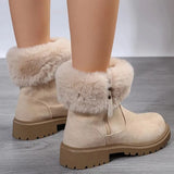 Non Slip Warm Fur Snow Boots Women Thick Bottom Faux Suede Winter Boots Woman Zipper Platform Ankle Botas Mujer