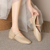 Low Heel Women Shoes Solid Square Toe Single Shoes Comfortable High Heels Leather Shoes Shallow Ladies Office