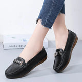 Flats Women Shoes Loafers Genuine Leather Women Flats Slip On Women's Loafers Female Moccasins Shoes Plus