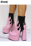 Design Great Quality Patchwork Super High Heel Ankle Boots Platform 2023 Sexy Elegant Woman Fashion Shoes Big Size