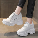White Chunky Sneakers Women Fashion Thick Sole Platform Sport Shoes for Women Spring 2023 PU Leather Zapatillas De
