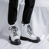 Breakj 2024 New Black High-Top British Style Round-Headed Men's Platform Martin