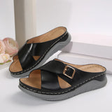 Platform Wedge Sandals Thick Sole Slippers Women Cross Strap Beach Sandals Comfort Soft Anti-Slip Flip Flops Plus size