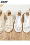 Women's Breathable Mesh Summer Shoes Lace Walking Shallow New Solid Non Slip Casual Shoes 35-40 HOT