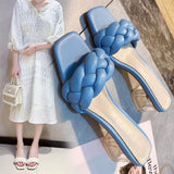 Knitted Sandals And Slippers Women Wear Thick Heels, Sexy Crystal And Fashionable High