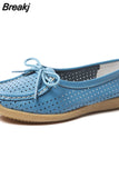 Women Flats Summer Women Genuine Leather Shoes With Low Heels Slip On Casual Flat Shoes Women Loafers Soft Nurse Ballerina