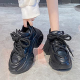 Autumn New Women's Chunky Sneakers Fashion Platform Sports Shoes for Women Black White Thick Bottom Running Shoes