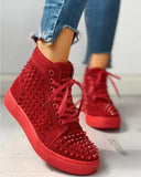 Rivets Shoes Woman Couple Ankle Boots Flat Heel Platform Boots Women Big Size 44 Waterproof Motorcycle Boots Men &
