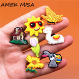 Style Shoe Charms Cute Alpaca Rabbit Flowers Butterfly Sun Shoes Accessories Decoration Fit Buckle Croc Jibz Kids