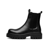 Breakj 2023 New Black High Top Middle Cylinder British Wind Round Head Set Foot Men's Fashion Overalls Martin