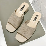 Summer Mid Heels Open Toe Flip Flops Fashion Mesh Women Slippers Shoes Sandals Trend New Party Shoes Dress Ladies