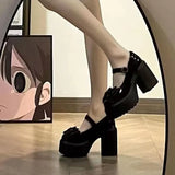Breakj Bow Small Leather Shoes Women In The Autumn And Winter Of 2025 New Thick-Heeled Thick-Heeled Mary Precious Shoes Sweet Cool JK Single
