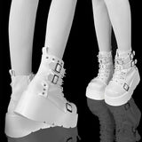 New Gothic Style Platform Vampire Cosplay Women Mid-calf Boots 2023 Winter Wedges Comfy Women Motorcycle Boots