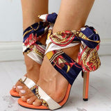 Ladies Summer Sandals Fashion Solid Color Serpentine Casual Open Toe Super High Heel Fish Head Snake