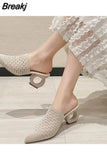 Women's Mules Slippers Pointed Toe Strange High Heels Shoes 2023 Spring Fashion Ladies Modern Slippers Size 43 zapatos de