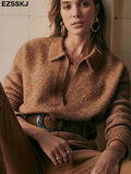 Winter casual chic v-neck oversize thick Sweater pullovers Women 2021 loose elegant Sweater Pullover female Long